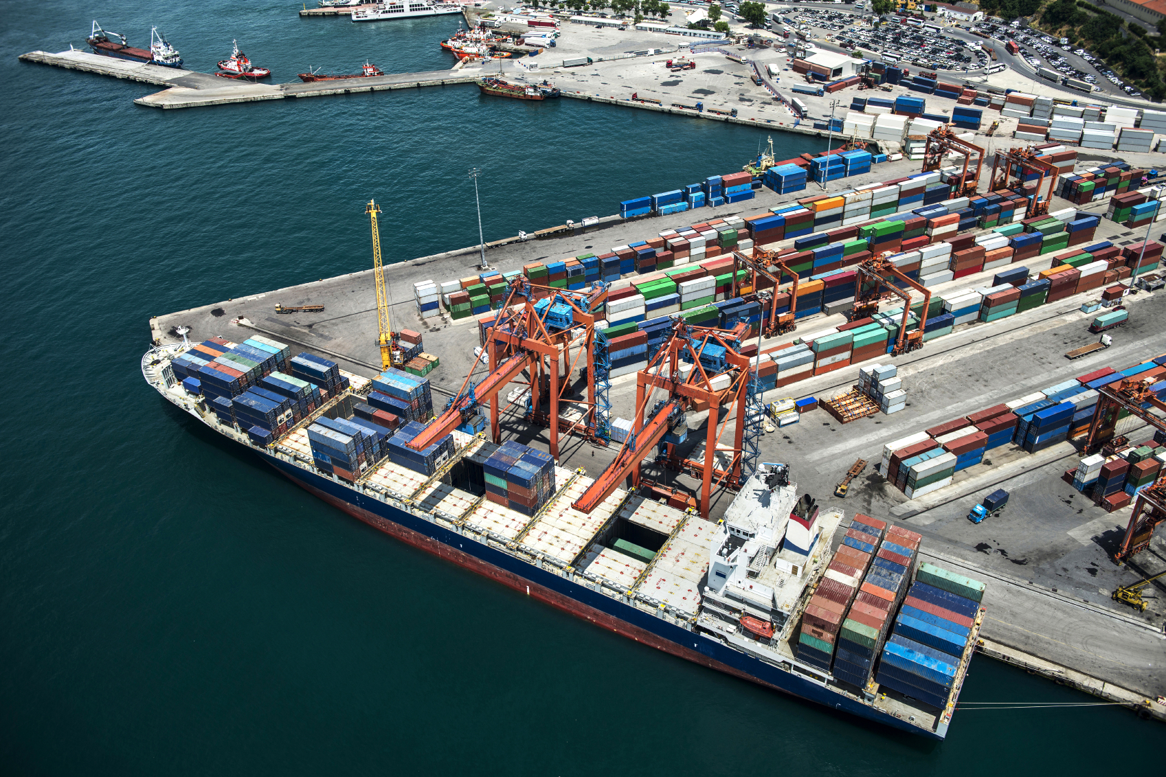 Aerial View of Container Port and Ship – Serstech